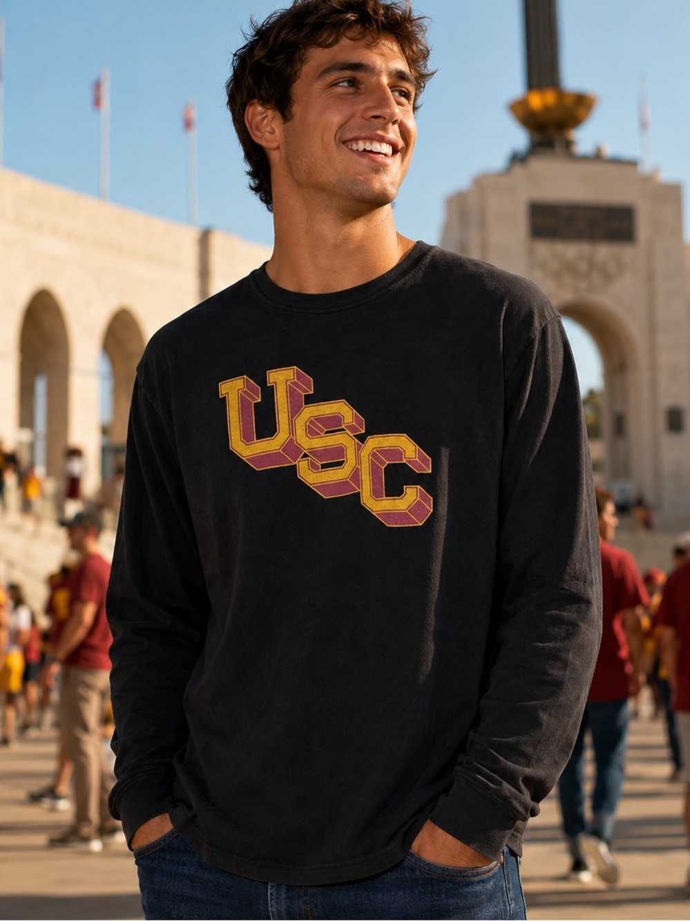 USC Trojans Men’s Large Black Long Sleeve Graphic Shirt NCAA by Red Jacket GUC